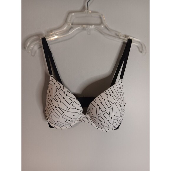 Pink By Victoria's Secret Wear Everywhere Push Up Bra Graphic Print Sz 32 D - Picture 1 of 5